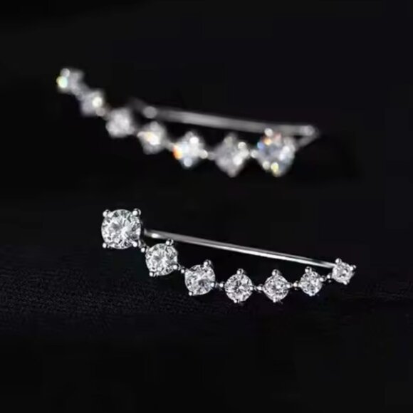 Anthropologie Jewelry - 925 Sterling Silver Diamond Crawler Earrings